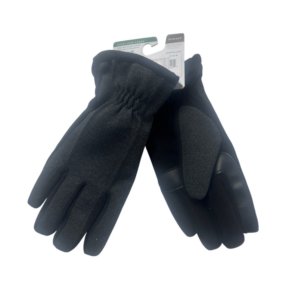 Isotoner Men SmartDri Eco Comfort Touchscreen Gloves Black Heather LG A723K3 NEW